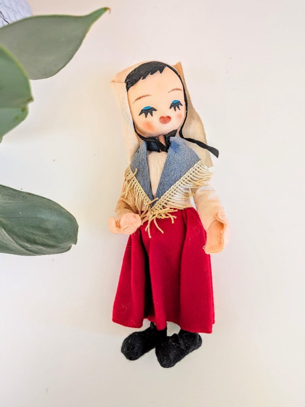 Vintage Mid-Century Slavic Fabric Folk Art Doll | Retro Traditional Eastern